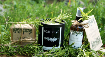 Rozmaryn: mydło +hydrolat + świeca sojowa
